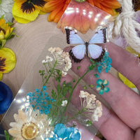Real Pressed Blue & White Wildflower Bookmark with White Twine