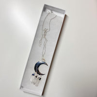 Clear Quartz Silver Plated Moon Pendant on 22 inch Sterling Silver Chain