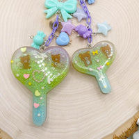 OOAK Kuma Bear Resin Lollipop Keychain with Bell