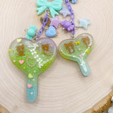 OOAK Kuma Bear Resin Lollipop Keychain with Bell