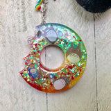 OOAK Rainbow Themed Bitten Donut Charm with Sprite Poof