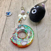 OOAK Rainbow Themed Bitten Donut Charm with Sprite Poof