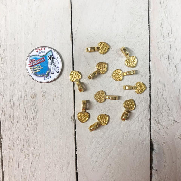 Gold Heart Bails - 10 pieces