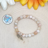 8mm Flower Agate Stretch Bracelet, Wrist Size: 6 inches