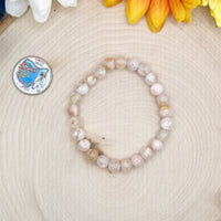 Flower Agate Gemstone Stretch Bracelet - 7 inches