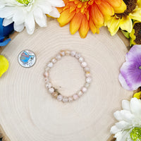 Flower Agate Gemstone Stretch Bracelet - 7 inches