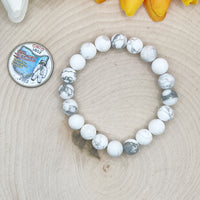 8mm Matte Howlite Stretch Bracelet, Wrist Size: 6 inches